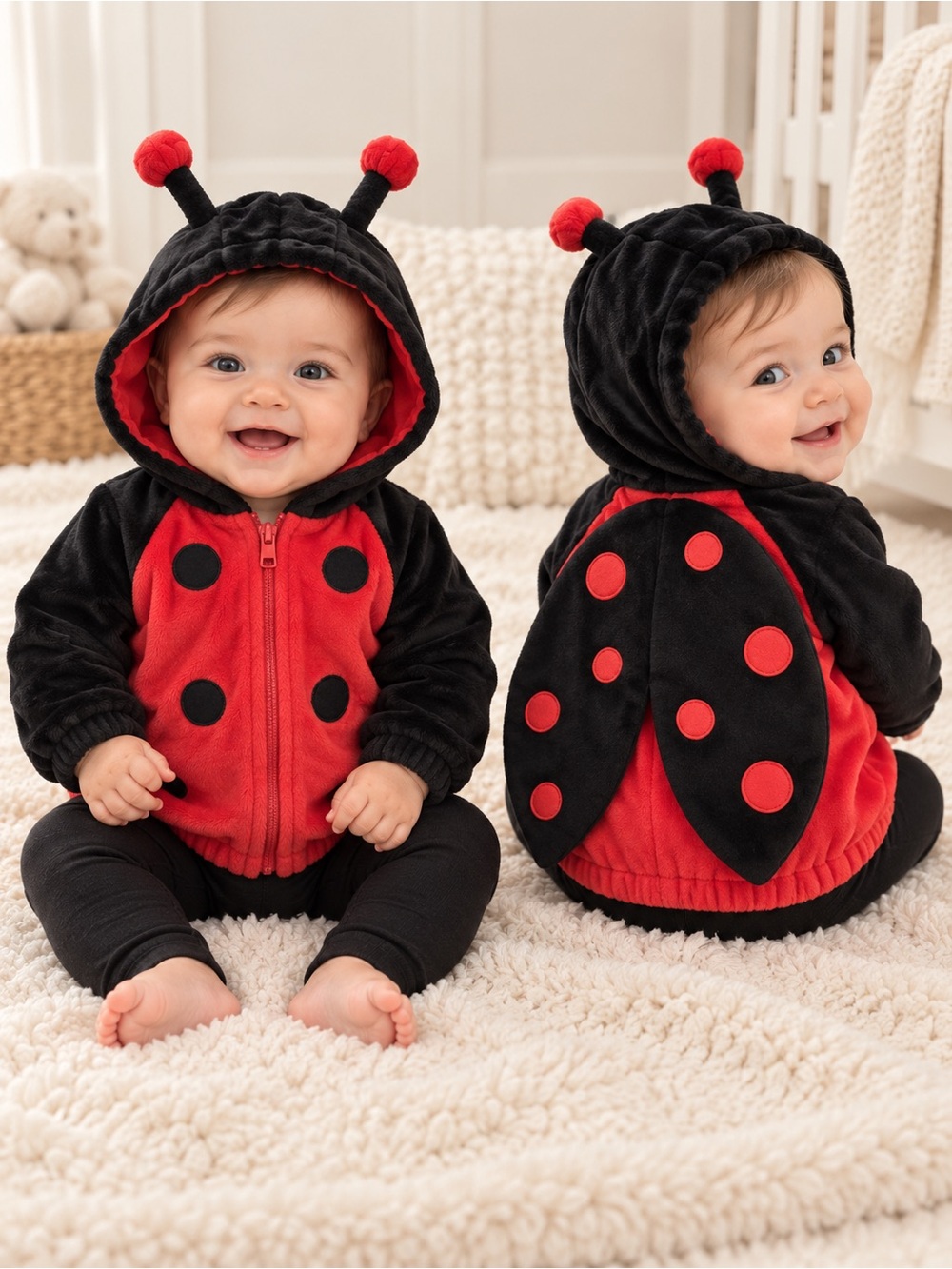 Baby Ladybug Hooded Costume Jacket - Red & Black